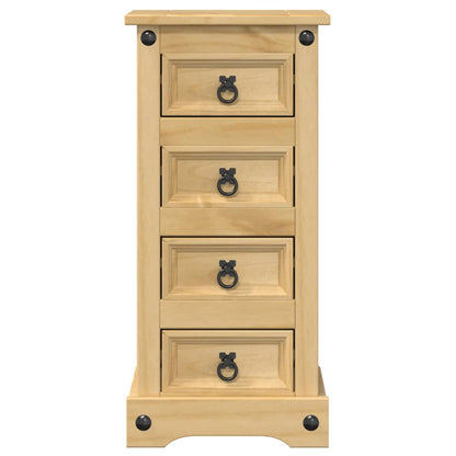 Mesita De Noche Corona Madera Maciza De Pino 35x32,5x74 Cm_2