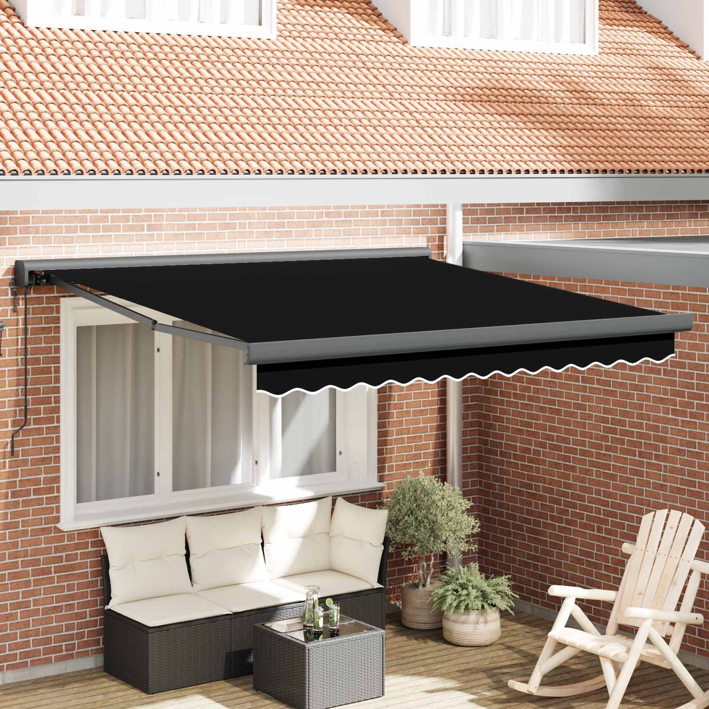 Toldo Retráctil Negro 300 X 250 X 165 Cm Tela Y Metal_1
