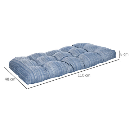 Outsunny Cojín Para Banco De 2 Plazas 110x48x8cm Para Interiores Exteriores Azul_2
