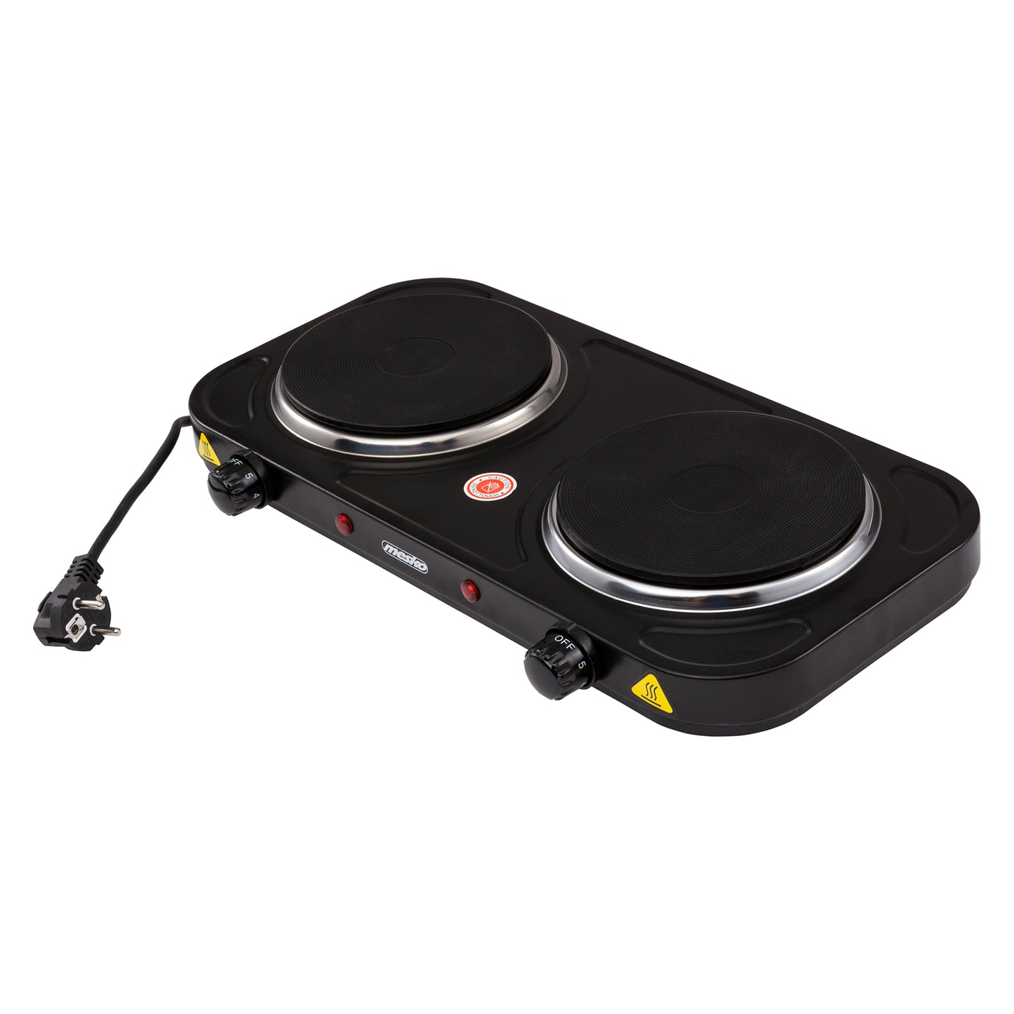 Hornillo Eléctrico Doble, Zonas Cocinado 15,4 Cm, 2 Termostatos Regulación Continua Mesko Ms 6509 Negro_2