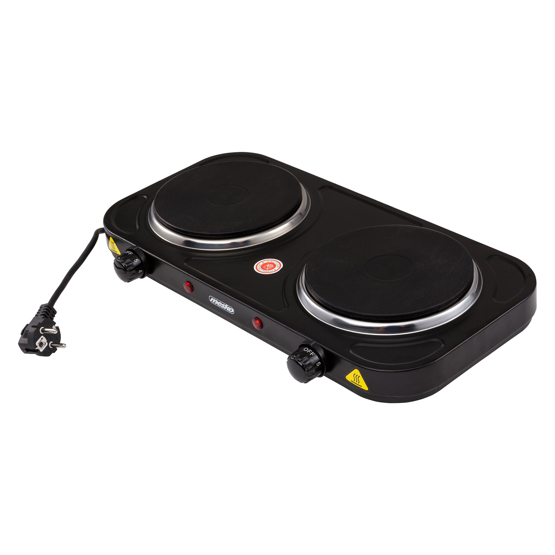 Hornillo Eléctrico Doble, Zonas Cocinado 15,4 Cm, 2 Termostatos Regulación Continua Mesko Ms 6509 Negro_2