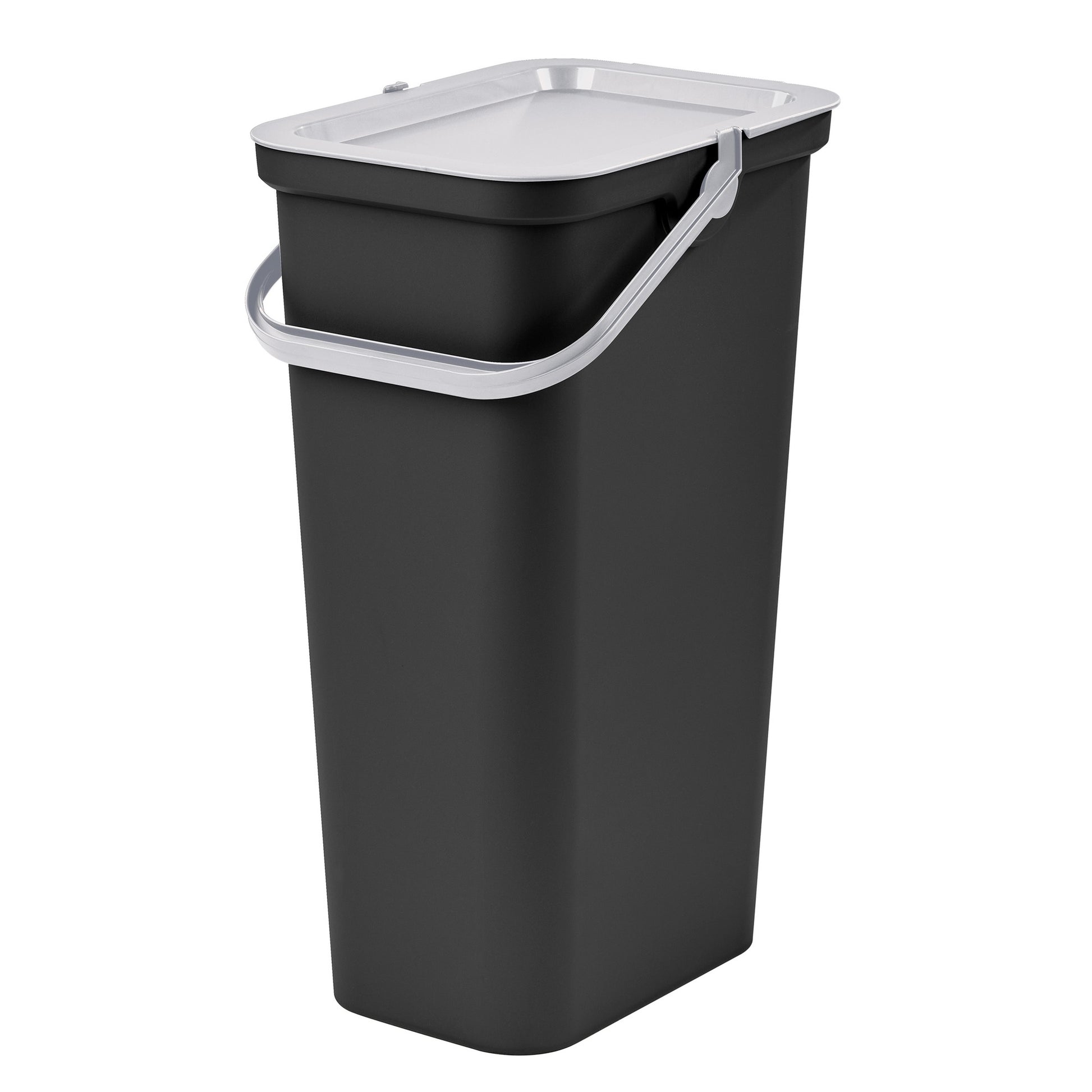 Papelera moda 40l Con Asa (cubo Negro-tapa Blanco)_0