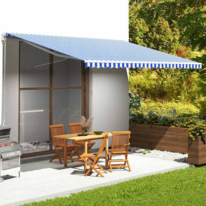 Tela De Repuesto Para Toldo Azul Y Blanco 5x3,5 M Poliéster_1