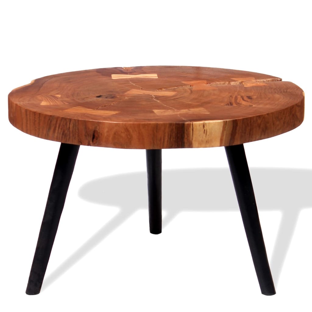 Mesa De Centro De Tronco Madera Maciza De Acacia (55-60)x40 Cm_3