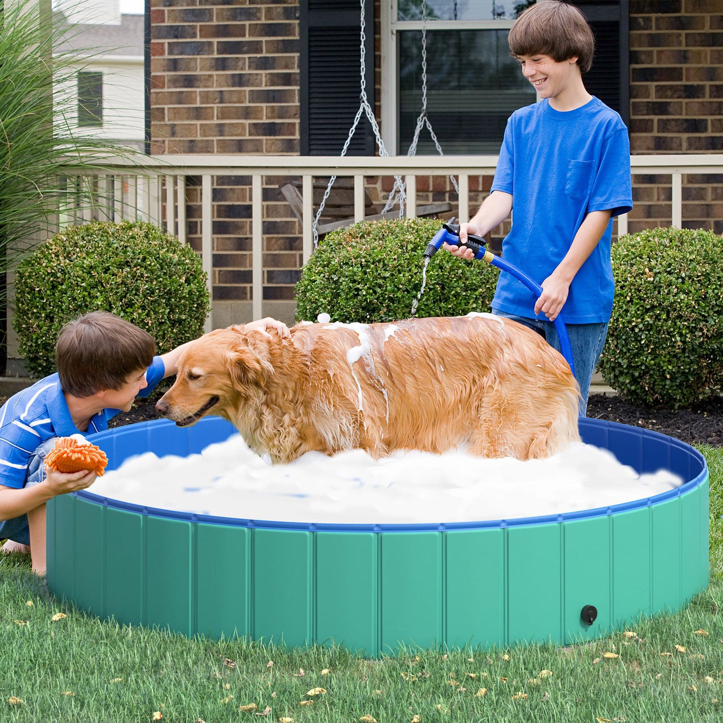 Pawhut Piscina Plegable Para Perros Ø160x30cm Bañera De Pvc Interior Exterior_1