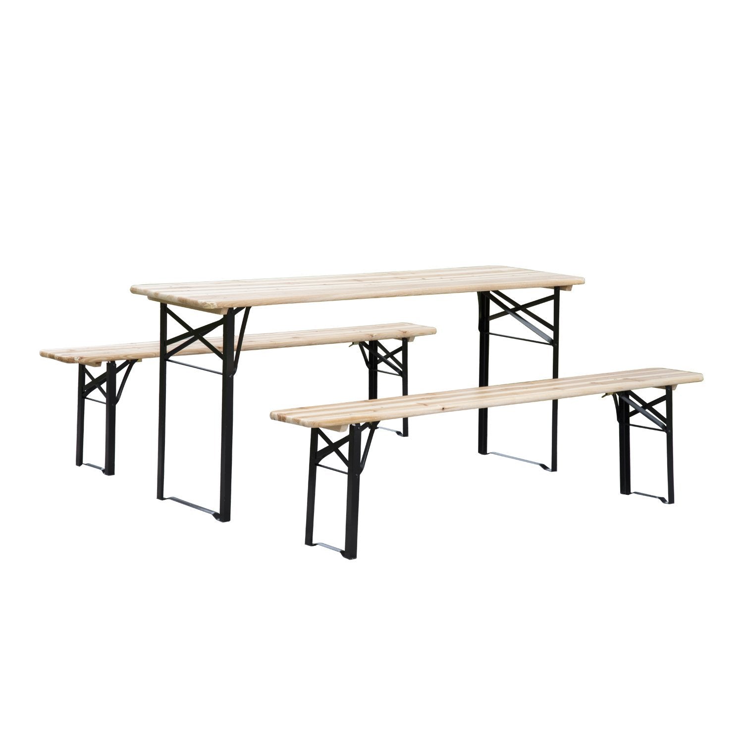 Outsunny Mesa Picnic Plegable 180x50x75cm 1 Mesa 2 Bancos Camping Terraza Jardin_0