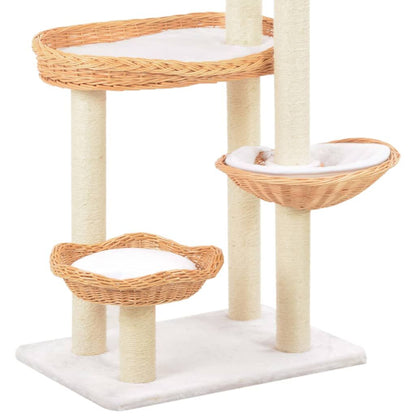 Vidaxl Rascador Para Gatos Con Poste De Sisal Madera Natural De Sauce_4