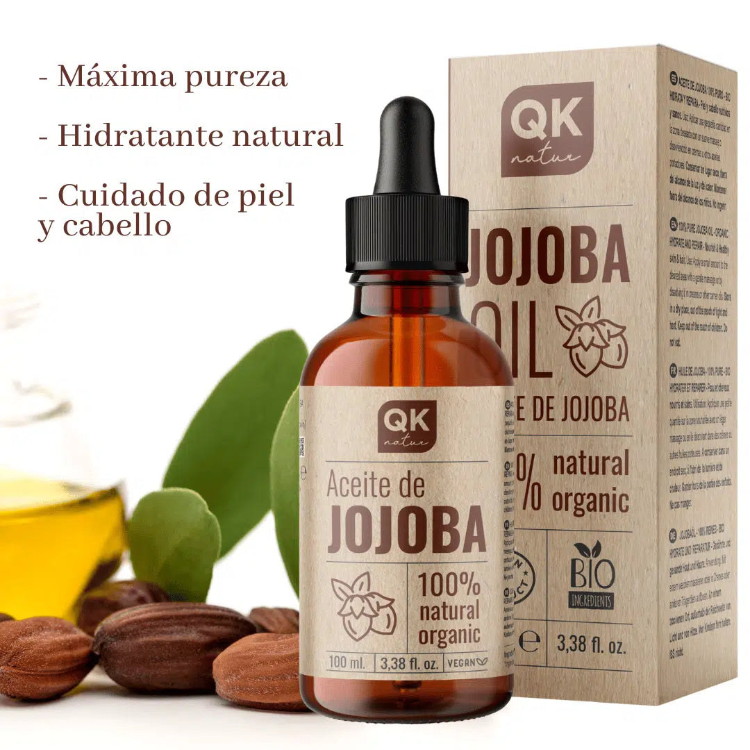 QKnatur - Aceite De Jojoba 100% Puro Orgánico - 100 Ml - Cuerpo, Rostro, Cabello, Uñas, Barba - Antiarrugas Y Antiacné_3
