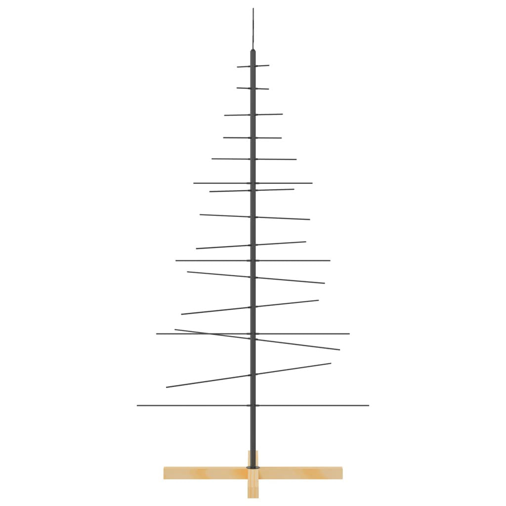 Vidaxl Árbol De Navidad Metal Negro Con Base De Madera 150 Cm_3