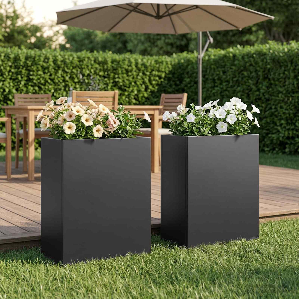 Macetero De Jardín 2 Uds. Negro 40 X 20 X 50 Cm_1