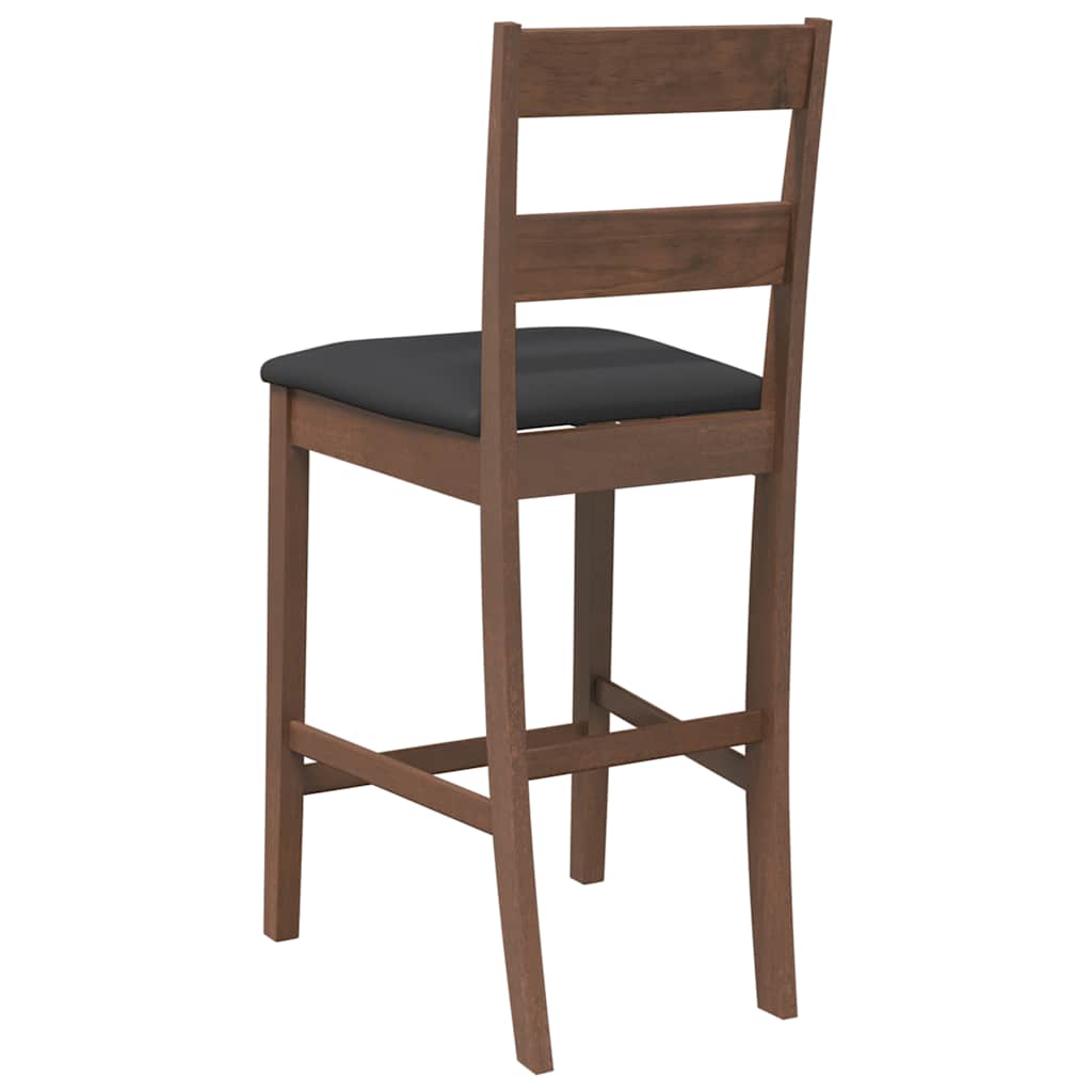 Taburetes De Bar Con Cojines 2 Uds Madera Maciza Marrón Caucho_5