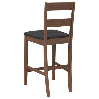 Taburetes De Bar Con Cojines 2 Uds Madera Maciza Marrón Caucho_5
