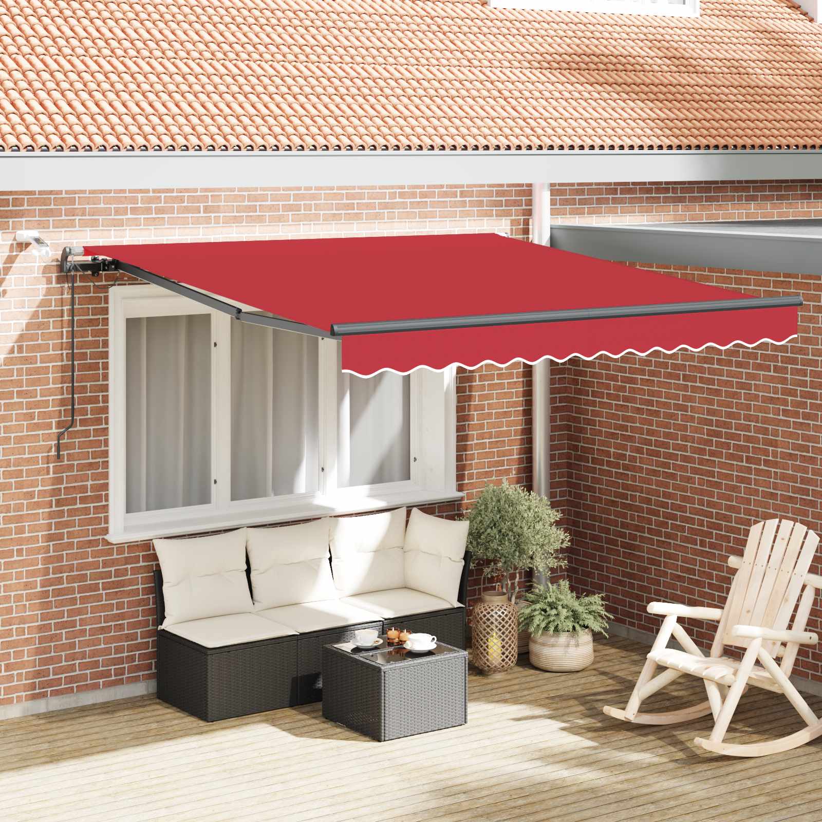 Toldo Retráctil Rojo 300 X 250 Cm Poliéster_1