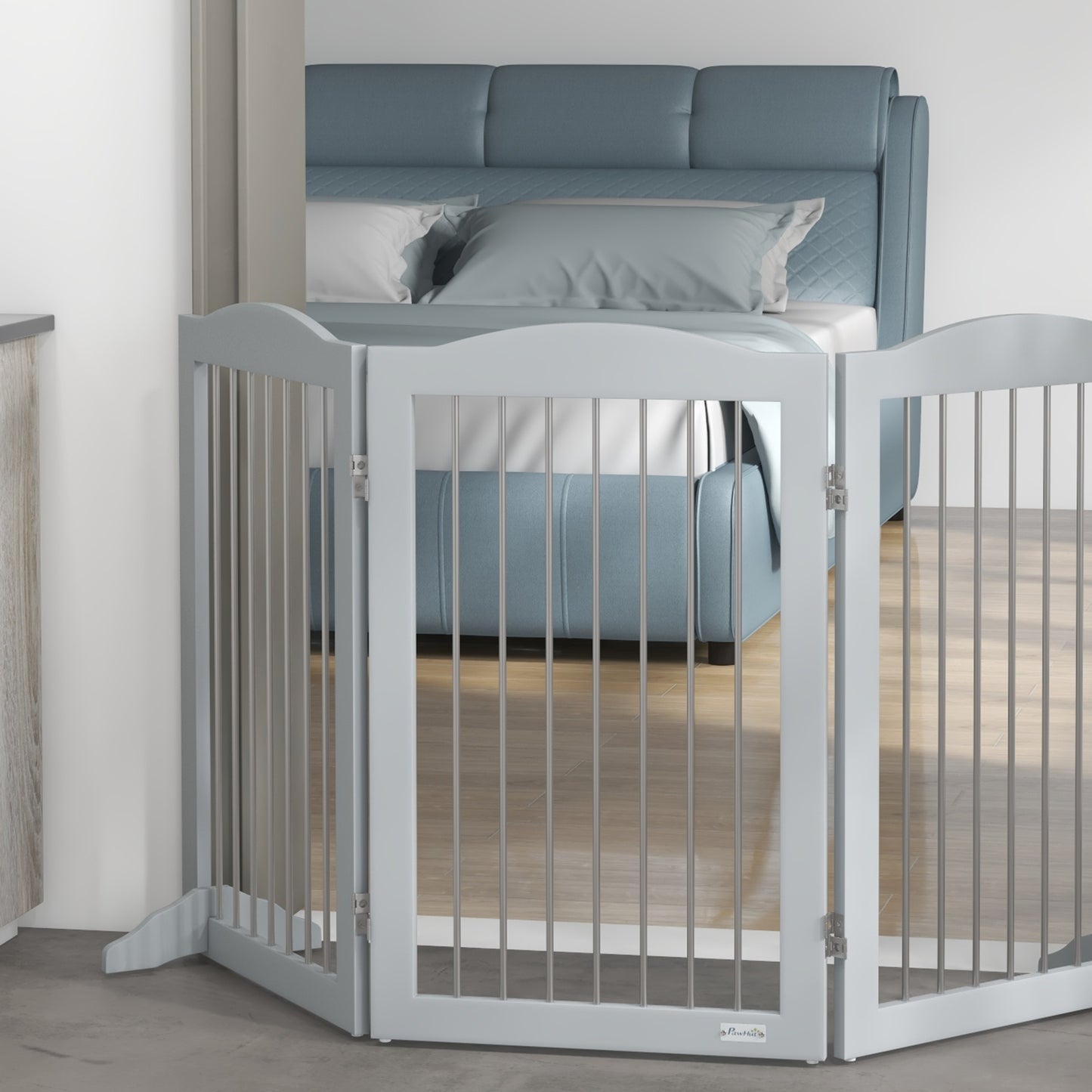 Pawhut Barrera De Seguridad Para Perros Plegable 154x30x80 Cm Con Soporte De Pie_4