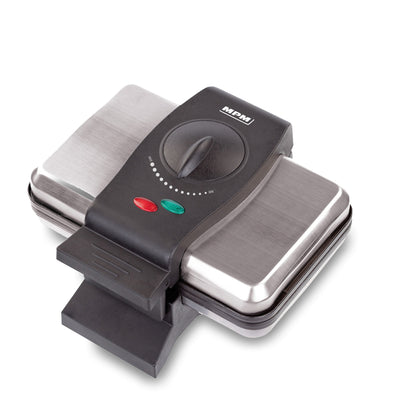 Gofrera Eléctrica, 2 Gofres Belgas Gruesos, Antiadherente, Regulador Temperatura, Carcasa Tacto Frío Mpm Mpm-s633g Plata