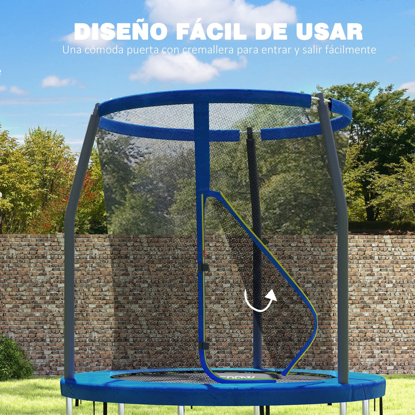 Sportnow Cama Elástica Infantil Ø183 Cm Con Red De Seguridad Y Funda Azul_5