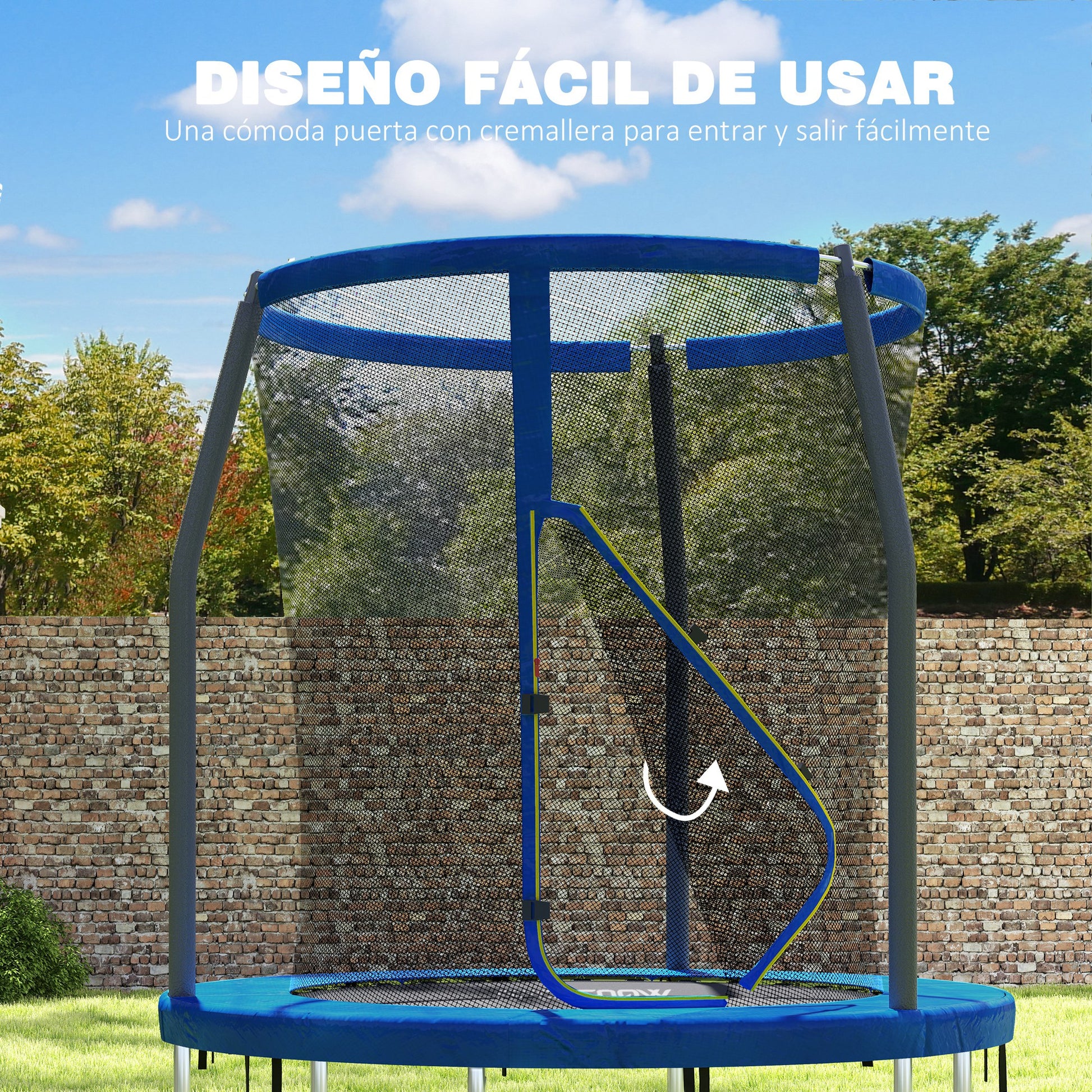 Sportnow Cama Elástica Infantil Ø183 Cm Con Red De Seguridad Y Funda Azul_5