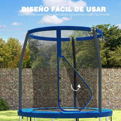 Sportnow Cama Elástica Infantil Ø183 Cm Con Red De Seguridad Y Funda Azul_5