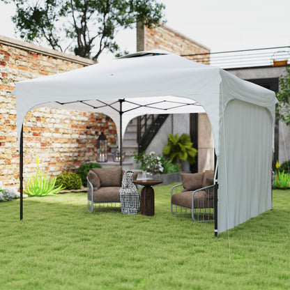 Outsunny Carpa Plegable 3x3 M Altura Ajustable 1 Pared Lateral Blanco_1