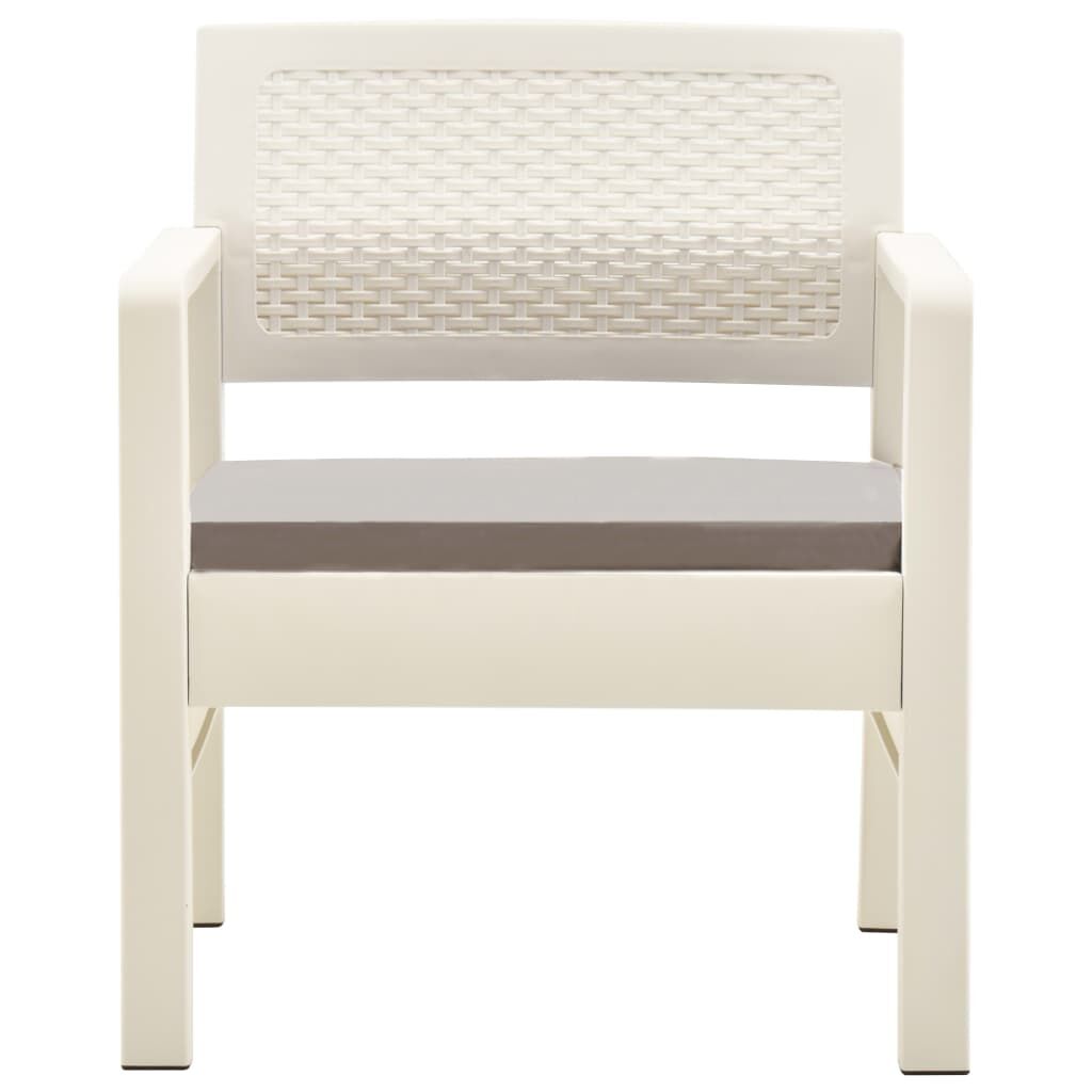 Vidaxl Set De Muebles De Jardín 3 Piezas Con Cojines Plástico Blanco_3