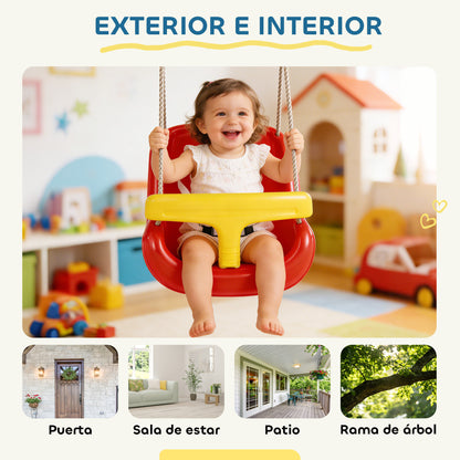 Aiyaplay Columpio Infantil Cuerda Ajustable Con Respaldo Alto Barandilla Rojo_5