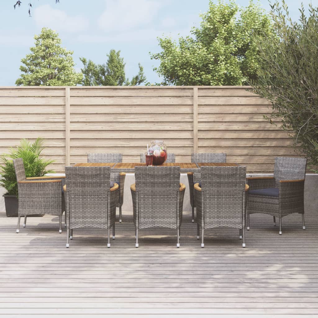 Vidaxl Set Comedor Jardín 9 Pzas Y Cojines Ratán Sintético Gris_1