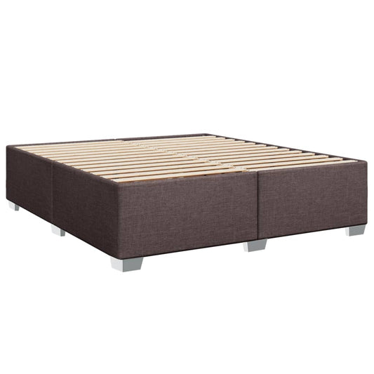 Cama Box Spring Con Colchón Tela Marrón Oscuro 200x200 Cm / Vetonek_0