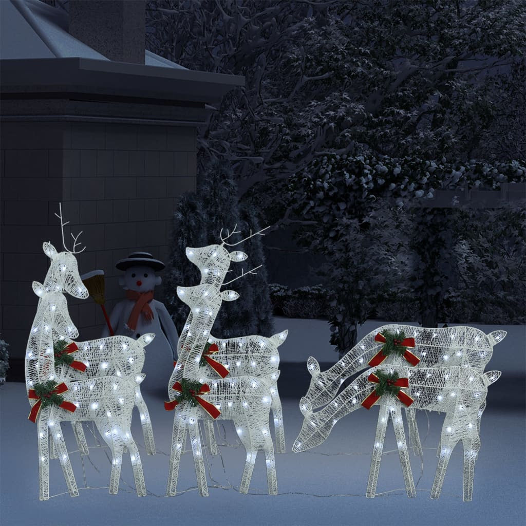 Vidaxl Renos De Navidad 6 Piezas De Malla Blanca Fría Blanca_1