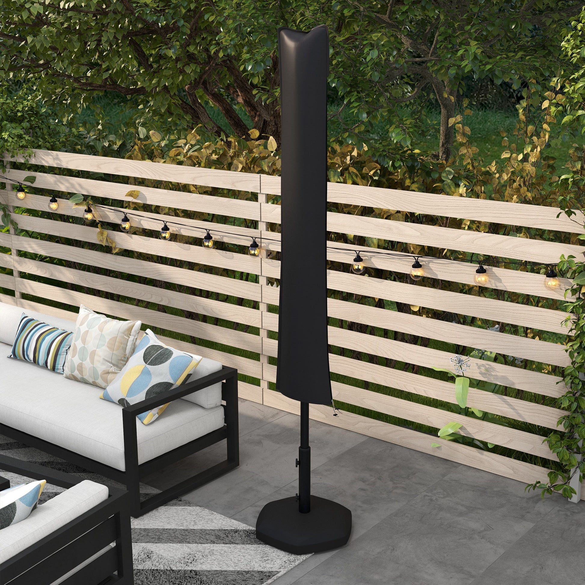 Outsunny Funda Para Sombrilla De Jardín Impermeable Tela Oxford 420d Negro_5