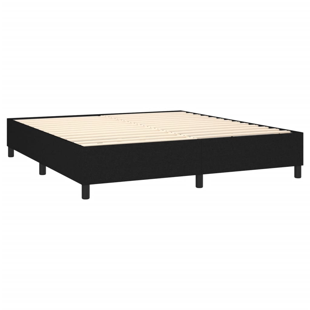 Cama Box Spring Colchón Y Luces Led Tela Negro 160x200 Cm / Vetonek_4