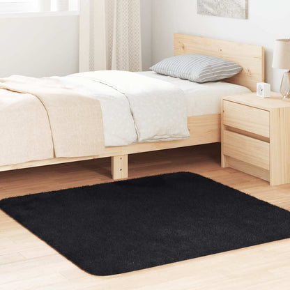 Vidaxl Alfombra Peluda De Pelo Largo Navarra Negra 120x120cm Poliéster_1