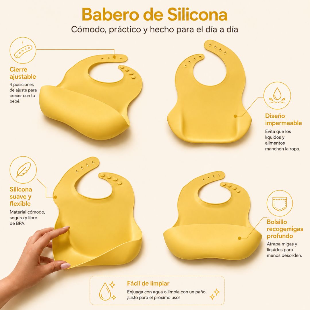Bathby Pack De 3 Baberos De Silicona Para Bebé, Baberos Impermeables Con Bolsillo Recogecomida Y Reutilizables_2