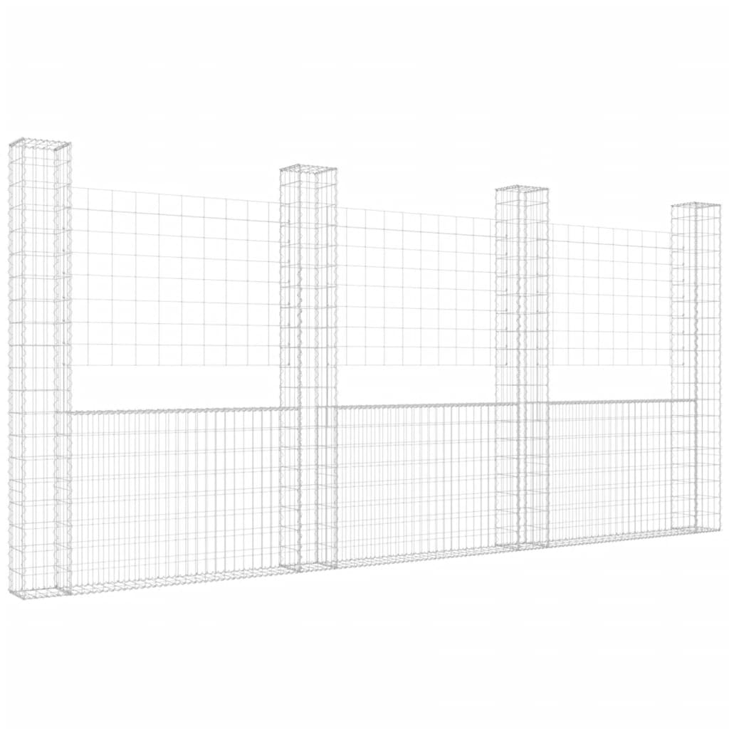 Cesta De Gaviones Forma De U 4 Postes De Hierro 380x20x200 Cm / Vetonek_0