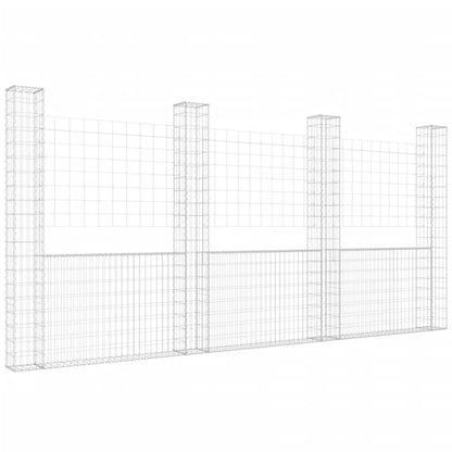Cesta De Gaviones Forma De U 4 Postes De Hierro 380x20x200 Cm / Vetonek_0