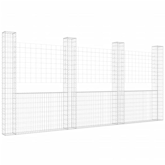 Cesta De Gaviones Forma De U 4 Postes De Hierro 380x20x200 Cm / Vetonek_0