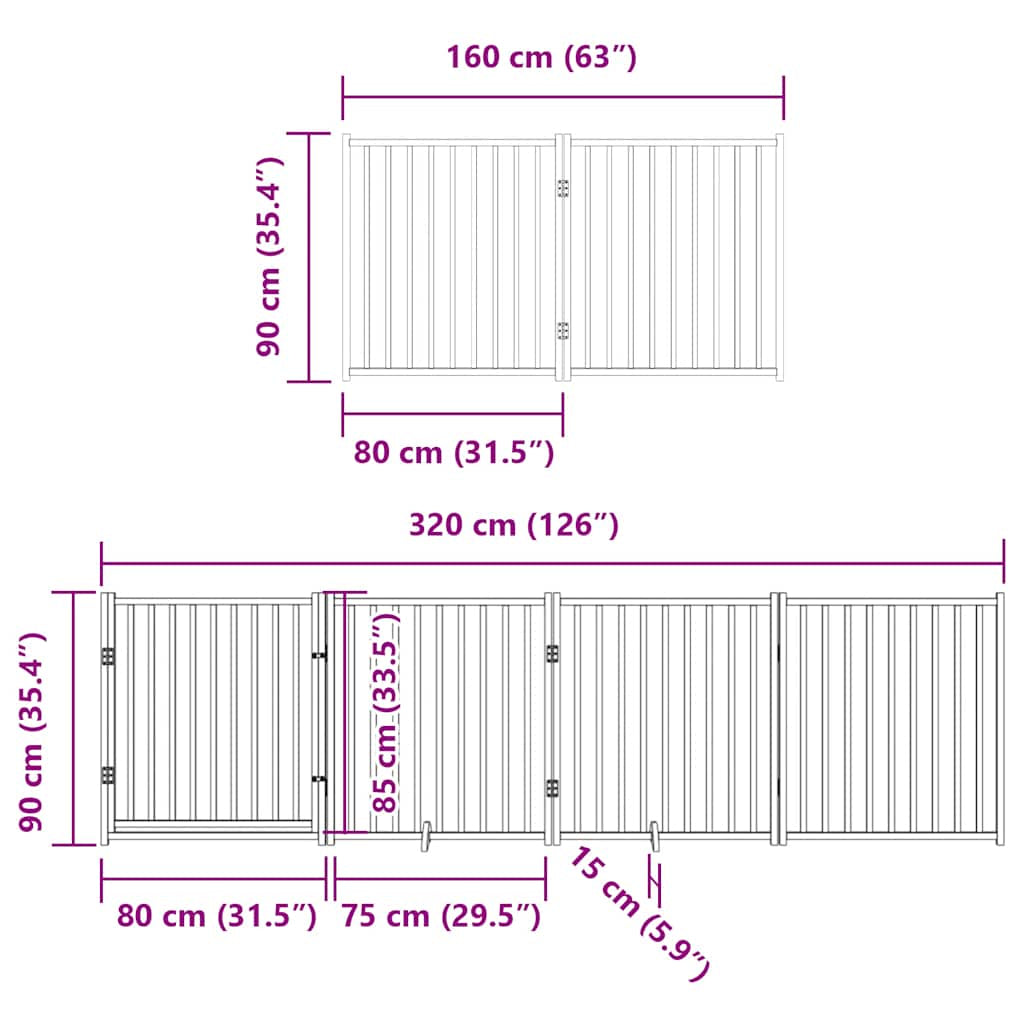 Vidaxl Puerta Para Perros Plegable 6 Paneles Madera Álamo Negra 480 Cm_2