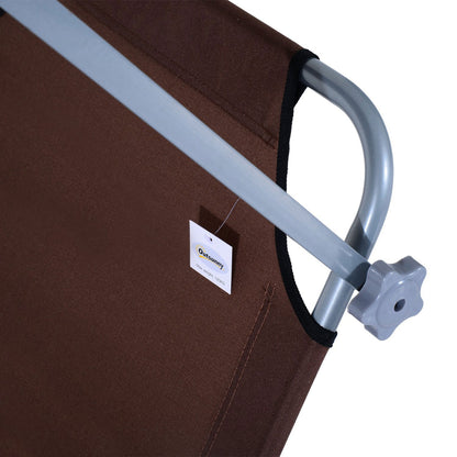 Outsunny Conjunto De 2 Tumbonas Plegables Con Toldo 187x58x36 Cm Marrón_3