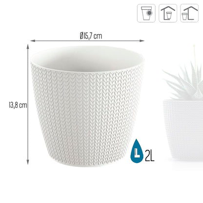 Maceta Wheaty 2l., Dimensiones (mm) 157x157x138, Color Blanco_2
