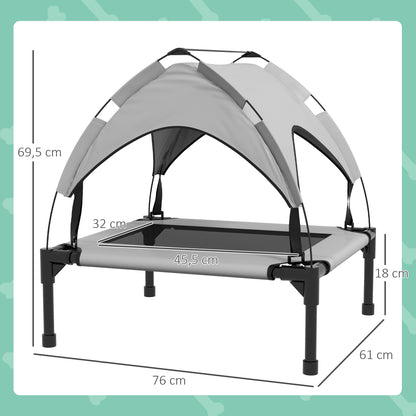Pawhut Cama Para Perros Elevada Con Toldo Bolsa De Transporte 76x61x69,5 Cm Gris_2