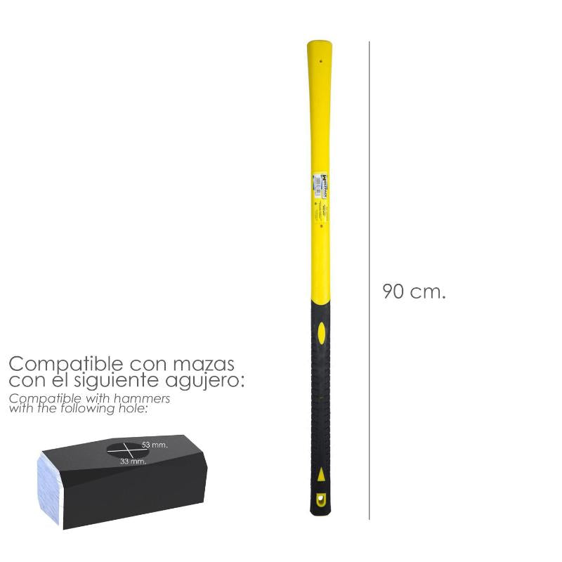 Mango De Fibra Vidrio Para Mazas Con Agujero 53x33 Mm. 90 Cm. Longitud. Oval Conico_1