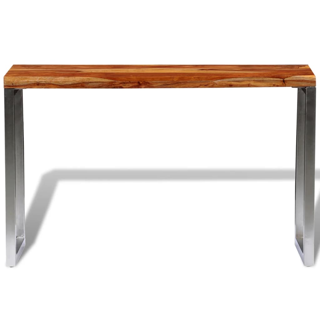 Mesa Consola Con Patas De Acero Madera Maciza_0