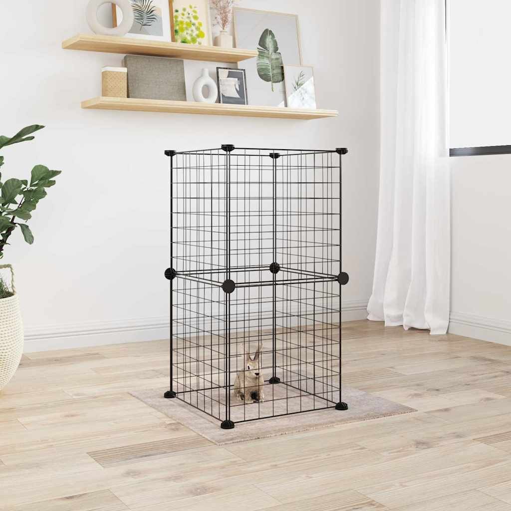 Vidaxl Jaula Para Mascotas De 8 Paneles Acero Negro 35x35cm_1