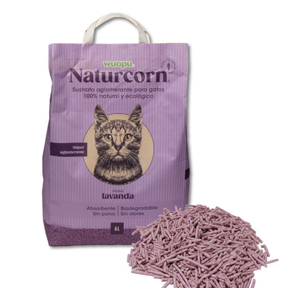 Sustrato Absorbente Wuapu Naturcorn Lavanda En Pelet Biodegradable Para Gato 1 U 17'5l_0