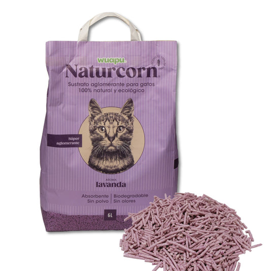 Sustrato Absorbente Wuapu Naturcorn Lavanda En Pelet Biodegradable Para Gato