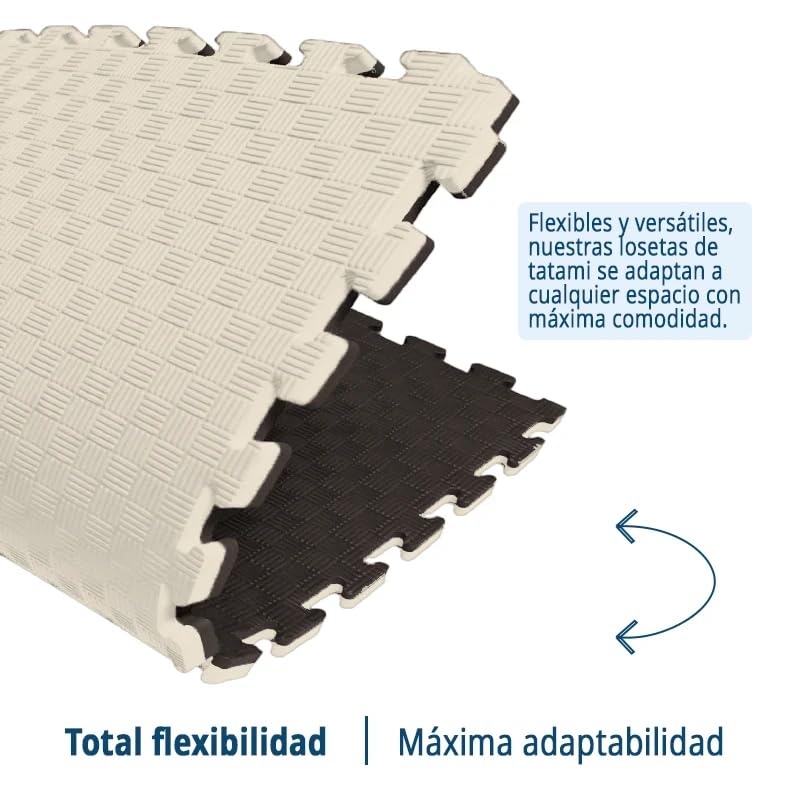 Artatami® Tatami Puzzle 1x1x20 mm Marron - Beige Pack Ahorro【4 Unidades】Gimnasios - Fitness - Pilates - Yoga_2