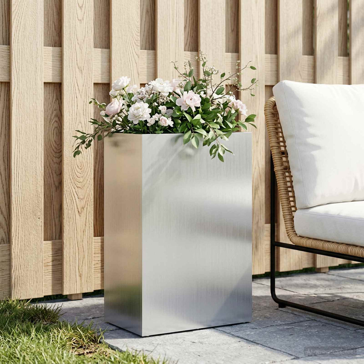 Macetero De Jardín Plateado 50 X 30 X 75 Cm Acero Galvanizado_1