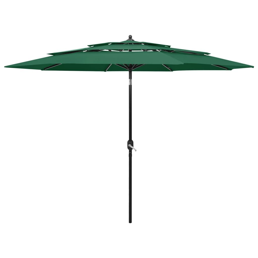 Vidaxl Sombrilla De Jardín De 3 Niveles Con Palo De Aluminio Verde 3 M_0