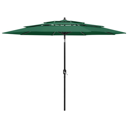 Vidaxl Sombrilla De Jardín De 3 Niveles Con Palo De Aluminio Verde 3 M_0