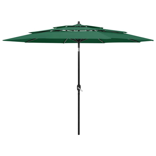 Vidaxl Sombrilla De Jardín De 3 Niveles Con Palo De Aluminio Verde 3 M_0