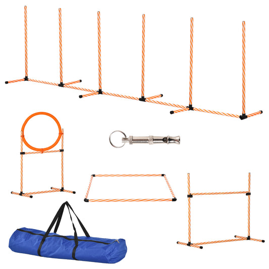 Pawhut Set De Entrenamiento De Agilidad Para Perros De 4 Piezas Naranja_0